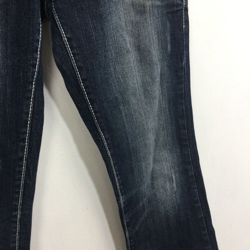 Wrangler Premium Patch Bootcut Mid Rise Western Dark Wash Denim Jeans Blue - Picture 4 of 15
